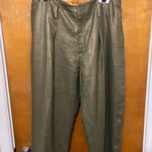 Ralph Lauren Metallic Linen Crop Wide Leg Pants Women’s Size 10
